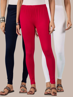 BuyNewTrend Ankle Length Western Wear Legging(White, Dark Blue, Pink, Solid)