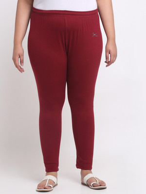 Trend Level Ankle Length Western Wear Legging(Maroon, Solid)