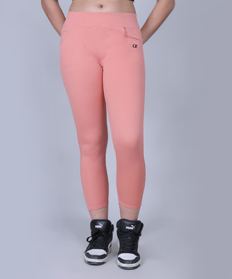 GREENZO Ankle Length Western Wear Legging(Pink, Solid)