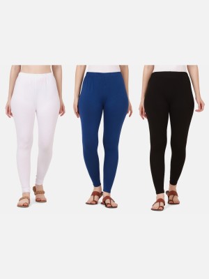 BuyNewTrend Ankle Length Western Wear Legging(White, Blue, Black, Solid)