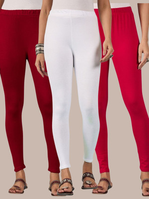 BuyNewTrend Ankle Length Western Wear Legging(Maroon, Pink, White, Solid)