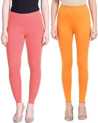 Yashvi Quality Churidar Length Western Wear Legging(Pink, Orange, Solid)