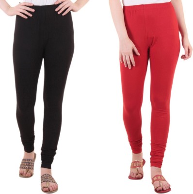 DIAZ Churidar Length Ethnic Wear Legging(Red, Black, Solid)