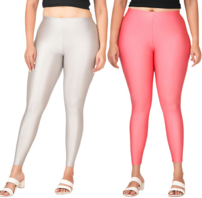 LoveiT Ankle Length Western Wear Legging(Silver, Pink, Solid)
