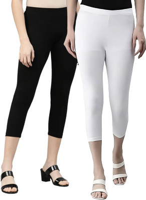 ZAYANQA 3/4th/Calf Length Western Wear Legging(White, Black, Solid)
