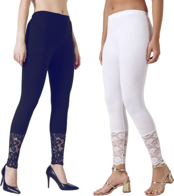 aakrushi Ankle Length  Ethnic Wear Legging(White, Dark Blue, Solid)