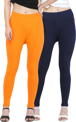 Angelos Fashions Ethnic Wear Legging(Orange, Dark Blue, Solid)