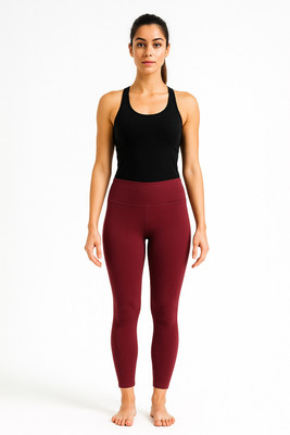 Lipshe Ankle Length Western Wear Legging(Maroon, Solid)