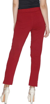 Lyra Ankle Length Western Wear Legging(Red, Solid)