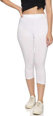 INDIJOY 3/4th/Calf Length Western Wear Legging(White, Solid)