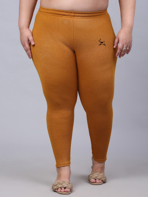 Trend Level Ankle Length Winter Wear Legging(Yellow, Solid)