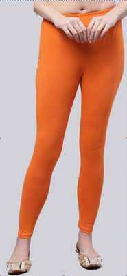 DEVPREET Ankle Length  Western Wear Legging(Orange, Solid)