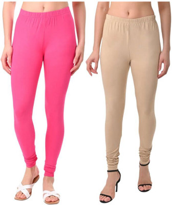 LILSLIM Churidar  Western Wear Legging(Pink, Beige, Solid)