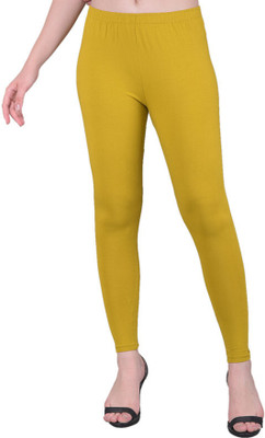 Comfort Lady Ankle Length  Ethnic Wear Legging(Yellow, Solid)