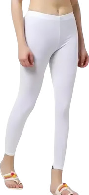 Sukhharta Ankle Length Western Wear Legging(White, Solid)