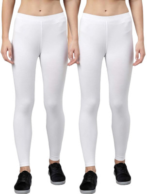 Rocksy Ankle Length Western Wear Legging(White, Solid)