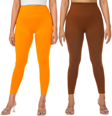LoveiT Ankle Length Western Wear Legging(Yellow, Brown, Solid)