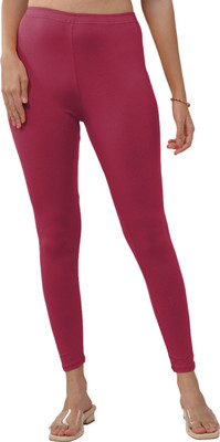 Lyra Ankle Length  Ethnic Wear Legging(Pink, Solid)
