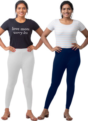 XUFA Ankle Length  Ethnic Wear Legging(White, Blue, Solid)