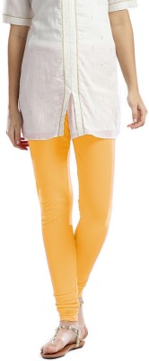 Kapok Gold Churidar  Ethnic Wear Legging(Yellow, Solid)