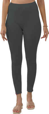 Lyra Ankle Length  Western Wear Legging(Grey, Solid)