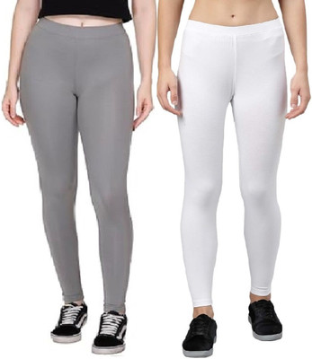 ZAYANQA Ankle Length Western Wear Legging(White, Grey, Solid)