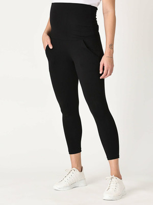 The Mom Store Maternity Wear Legging(Black, Solid)