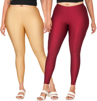 LoveiT Ankle Length Western Wear Legging(Gold, Maroon, Solid)