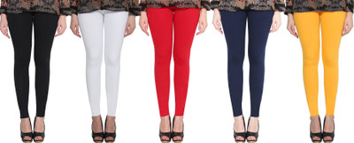 HOOKSPIN Ankle Length Ethnic Wear Legging(Black, White, Red, Dark Blue, Yellow, Solid)
