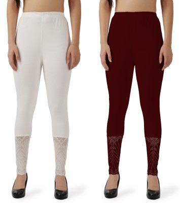 aakrushi Ankle Length  Ethnic Wear Legging(Beige, Maroon, Solid)