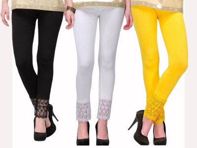 GlobyCraft Ankle Length Western Wear Legging(Black, White, Yellow, Solid)