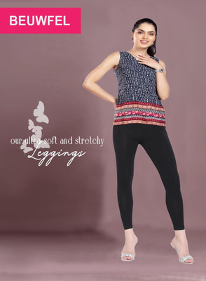 BEUWFEL Ankle Length Western Wear Legging(Black, Solid)