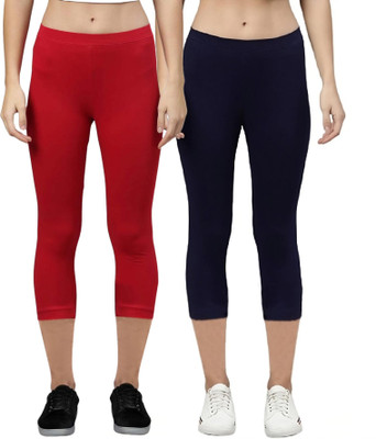 ZAYANQA 3/4th Capri leggings Women Red, Dark Blue Capri
