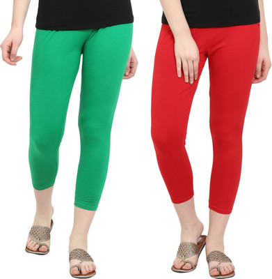 NGT Ankle Length  Ethnic Wear Legging(Dark Green, Red, Solid)