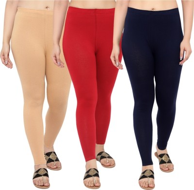 NGT Ankle Length Western Wear Legging(Beige, Red, Dark Blue, Solid)