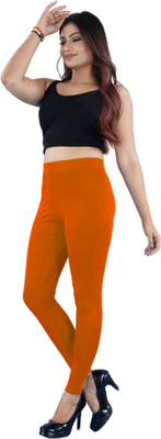 Scomfort Ankle Length Western Wear Legging(Orange, Solid)