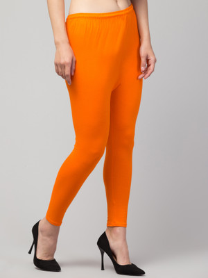 RIIPO Ankle Length Western Wear Legging(Orange, Solid)