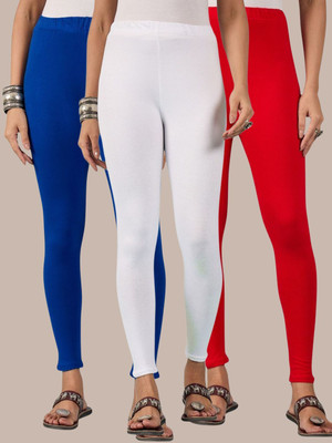 QIOA Ankle Length Western Wear Legging(Blue, Red, White, Solid)