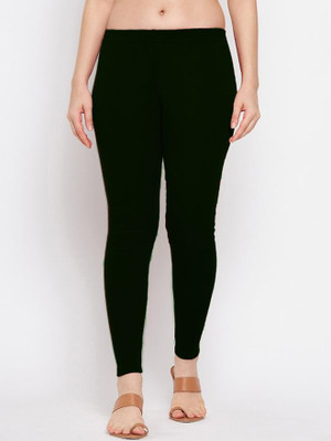 Kanna Fabric Ankle Length  Ethnic Wear Legging(Dark Green, Solid)