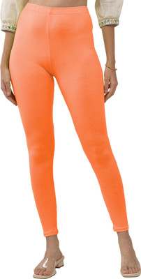 Lyra Ankle Length  Ethnic Wear Legging(Orange, Solid)