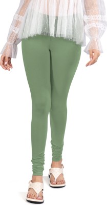 INDIAN FLOWER Churidar  Western Wear Legging(Green, Solid)