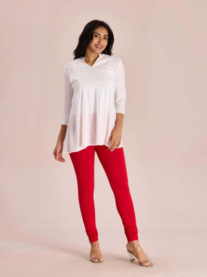 DEBNATH HOSHIYARI Churidar Length Ethnic Wear Legging(Red, Solid)