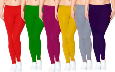 FABICA Footed  Ethnic Wear Legging(Pink, Dark Blue, Yellow, Light Green, Red, Grey, Solid)