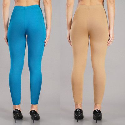 Shsuvia Ankle Length Western Wear Legging(Beige, Blue, Solid)