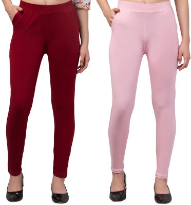 Clarita Ankle Length  Ethnic Wear Legging(Pink, Solid)