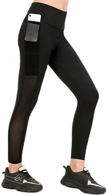 Purple Fit Ankle Length Western Wear Legging(Black, Solid)