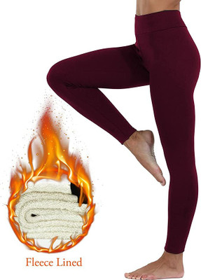EYESOFPANTHER Ankle Length  Western Wear Legging(Maroon, Solid)