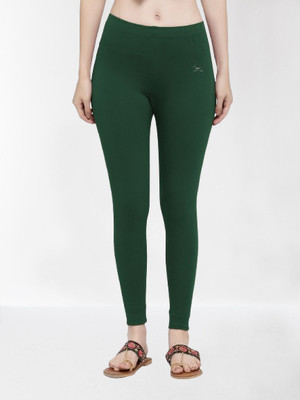 Trend Level Ankle Length Western Wear Legging(Dark Green, Solid)