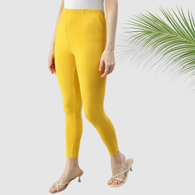 Elora Ankle Length  Western Wear Legging(Yellow, Solid)