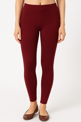 Muskesh Ankle Length  Ethnic Wear Legging(Maroon, Solid)